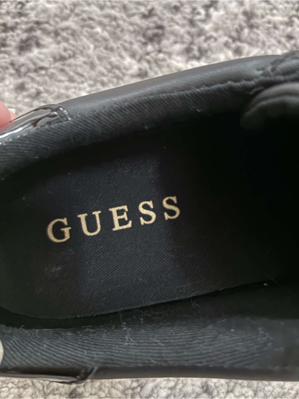 Guess Black Quilted Lace-Up Sneakers with Gold Accents - Picture 5 of 7